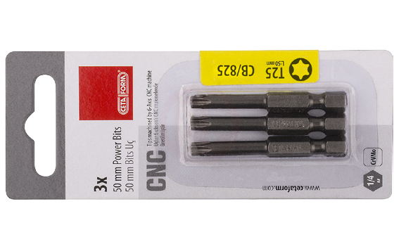 Ceta Form 3 Parça 1/4 İnç Torx Bits Uç T15 X 50 Mm / Kartlı
