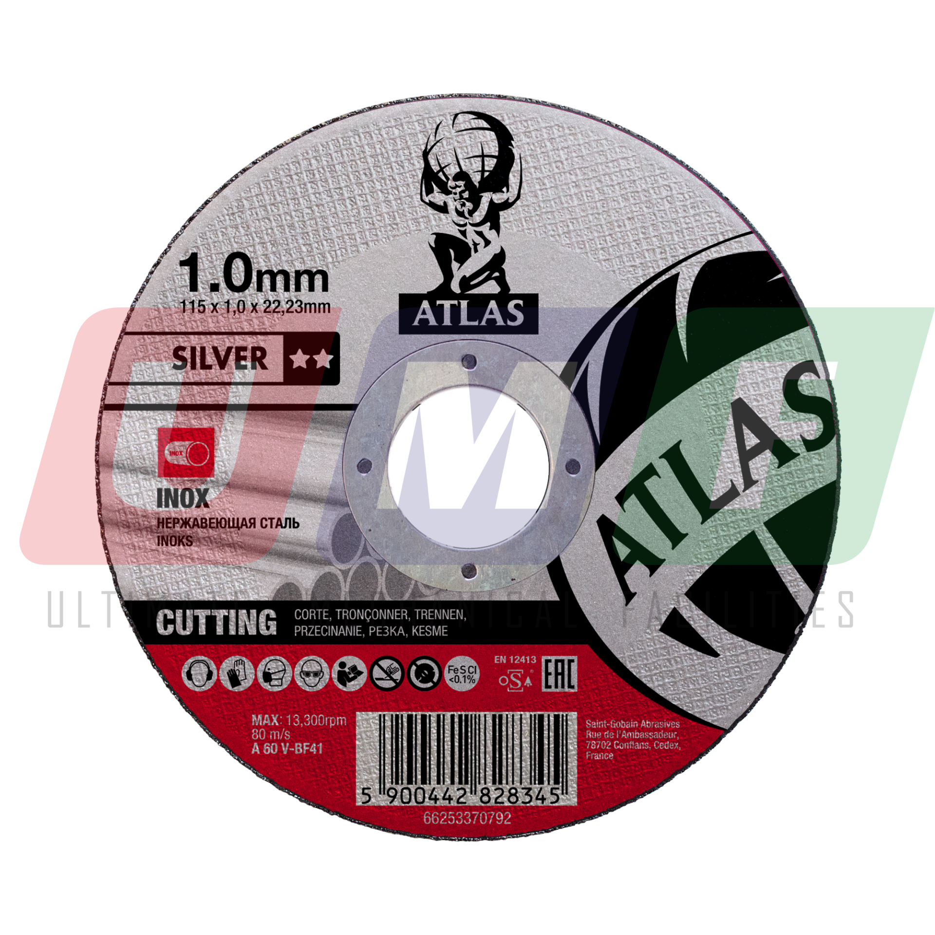 Atlas Paslanmaz Çelik - İnox Ultra İnce Kesici Taş 115x1,0x22,23