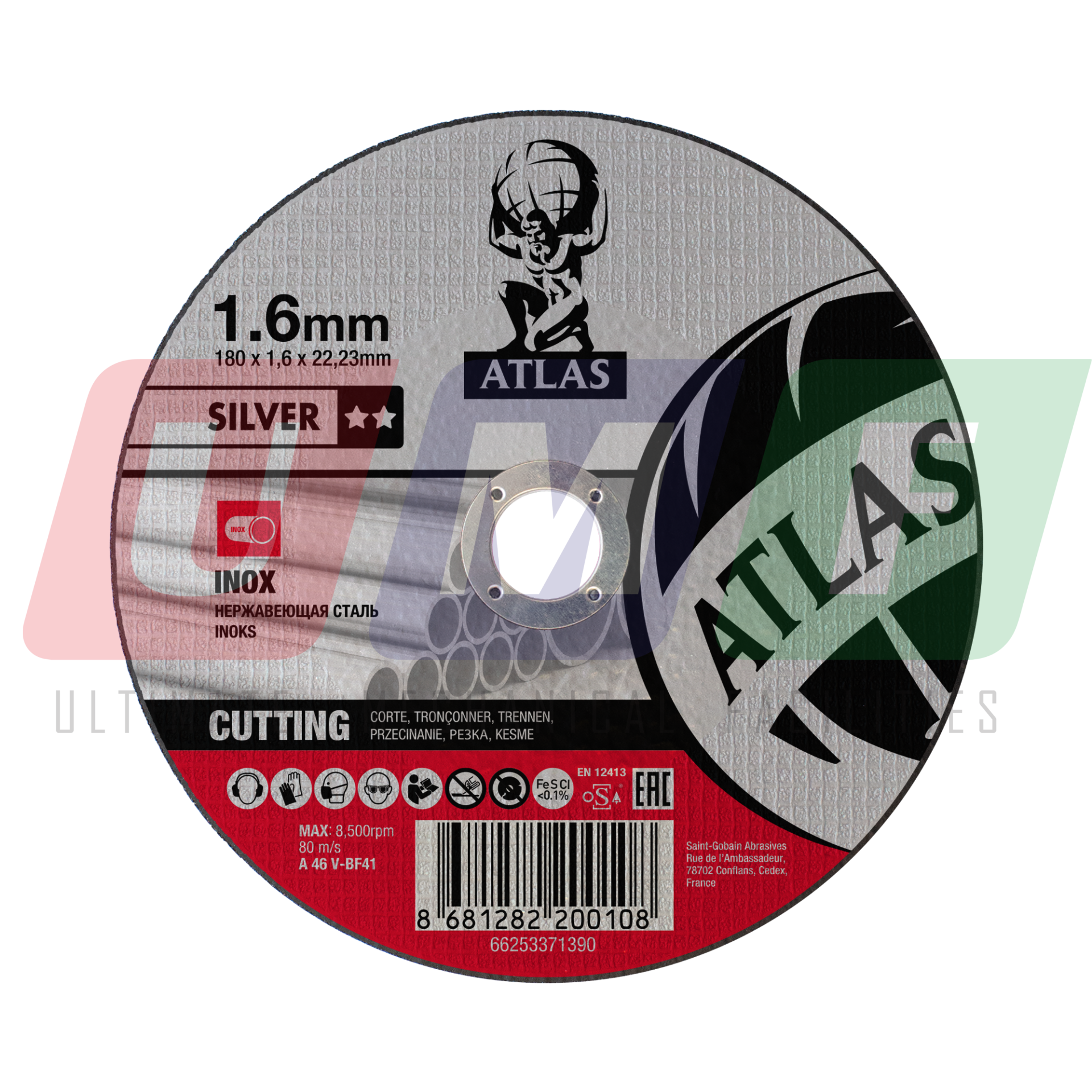 Atlas Paslanmaz Çelik - İnox Ultra İnce Kesici Taş 180x1,0x22,23