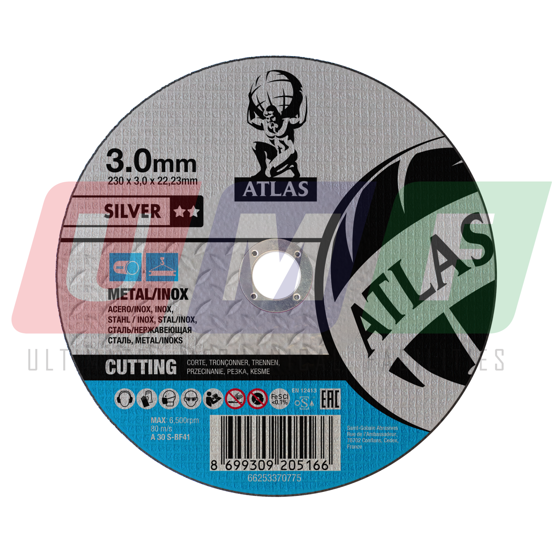 Atlas Paslanmaz Çelik - İnox Kesici Taş 230x3,0x22,23