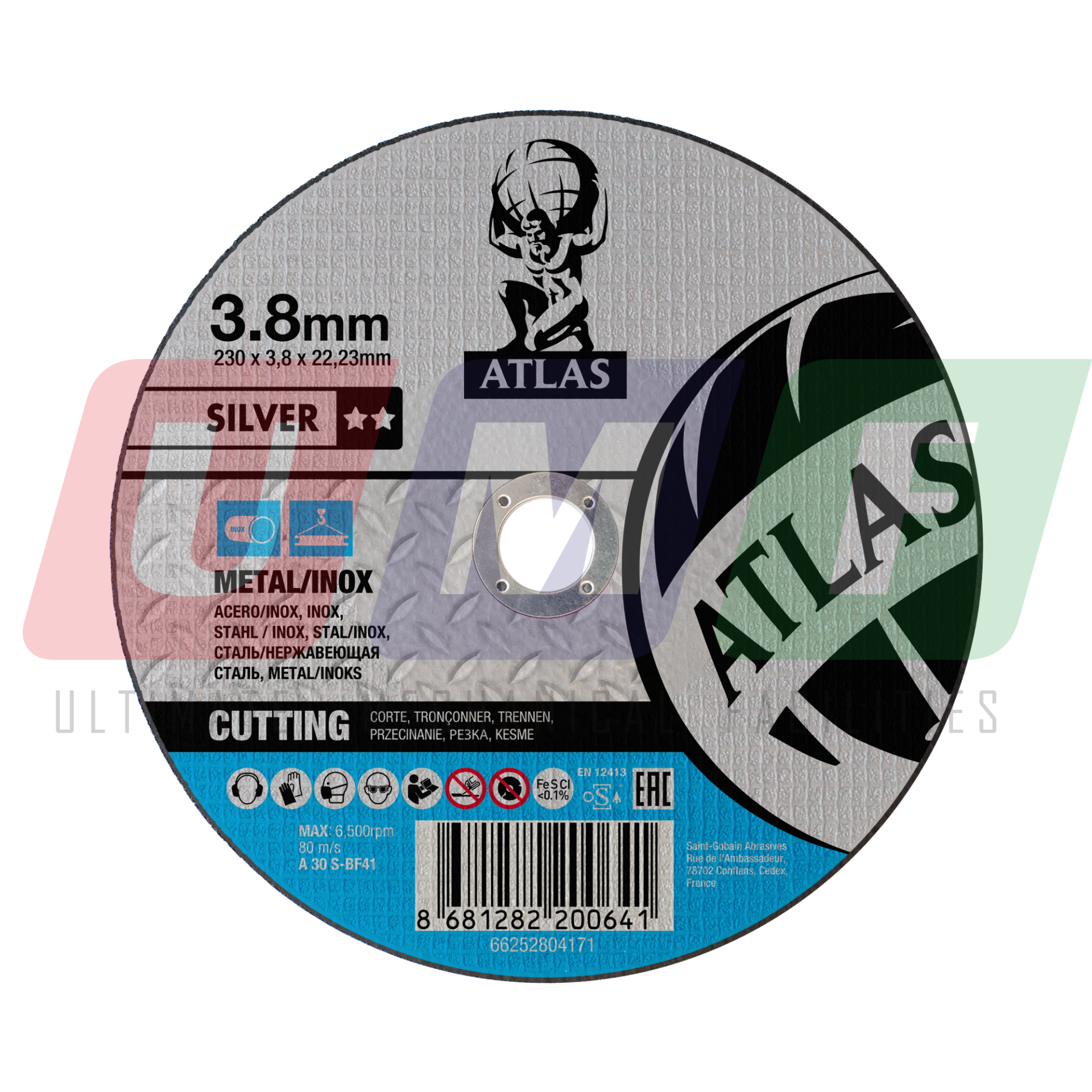 Atlas Paslanmaz Çelik - İnox Kesici Taş 230x3,8x22,23