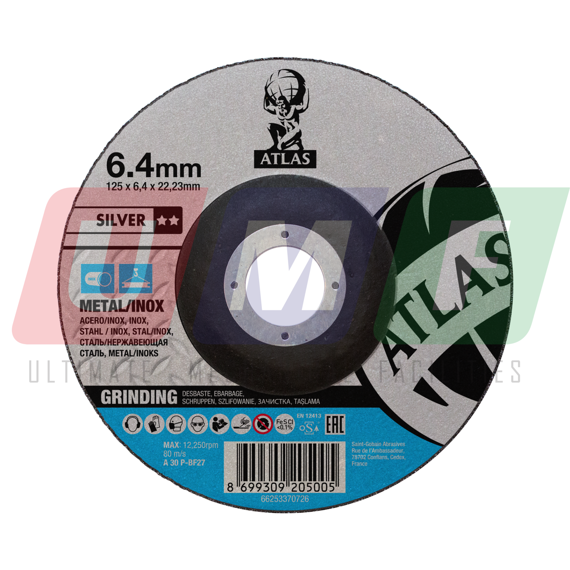 Atlas Paslanmaz İnox Taşlama Taşı 125x6,4x22,23