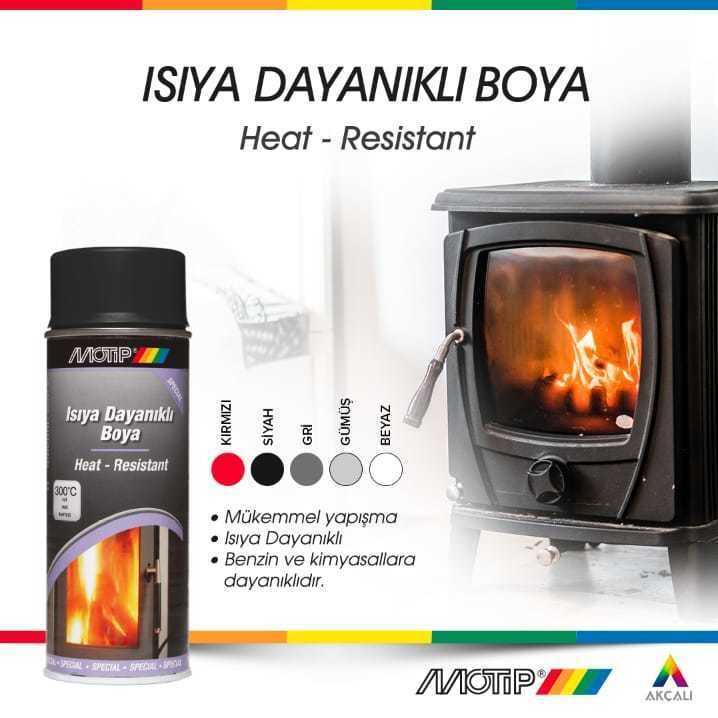 Motip 300°C Isıya Dayanıklı Sprey Boya 400 ML Siyah Mat