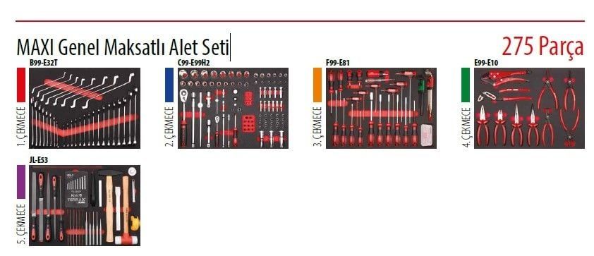 Ceta Form 275 Parça MAXI Genel Maksatlı Alet Seti (A01-07 içinde)