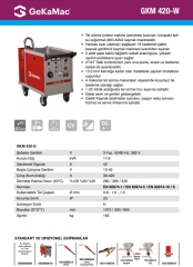 GKM 420-W KOMPAKT Su Soğutmalı Gazaltı Kaynak Makinası