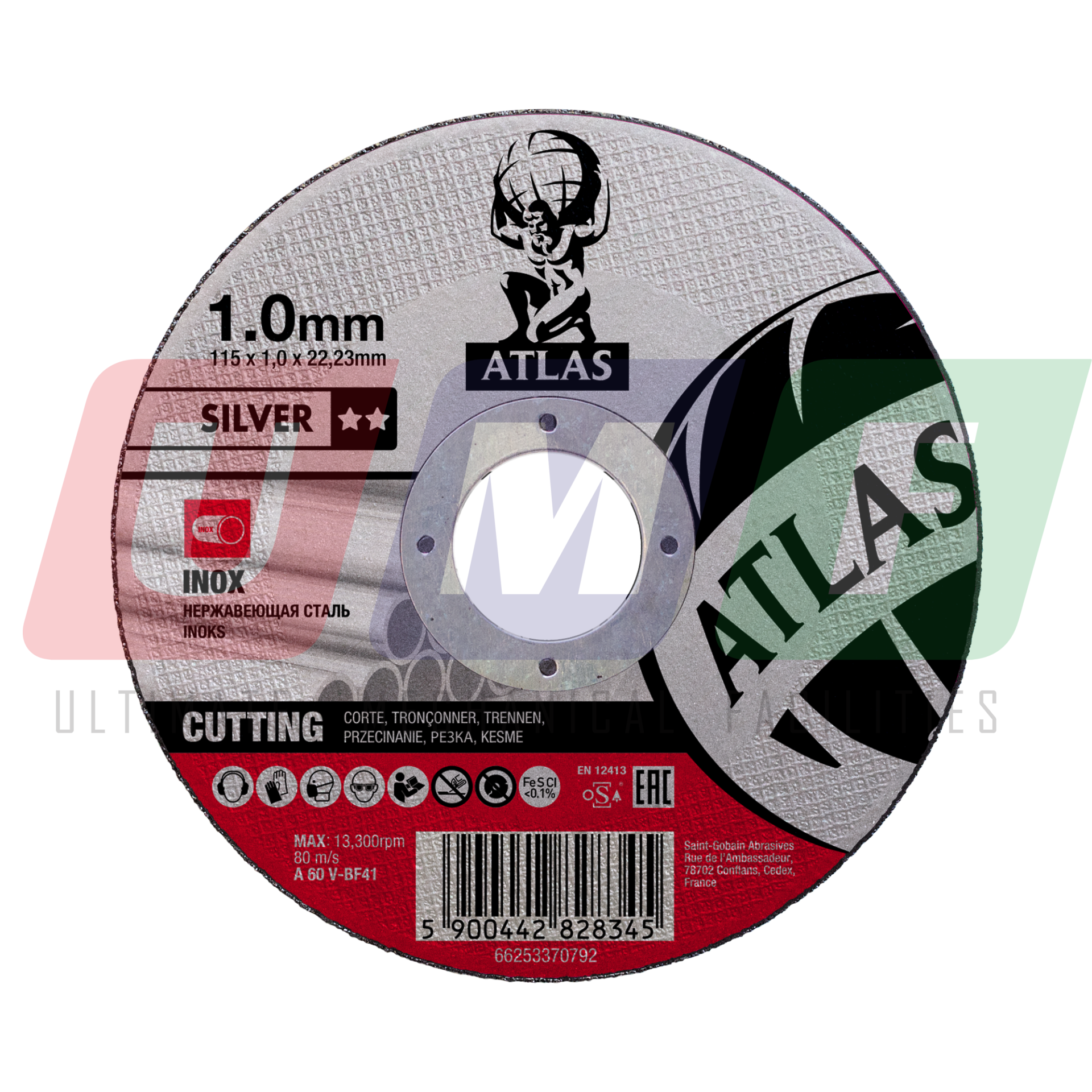 Atlas Paslanmaz Çelik - İnox Ultra İnce Kesici Taş 115x1,0x22,23