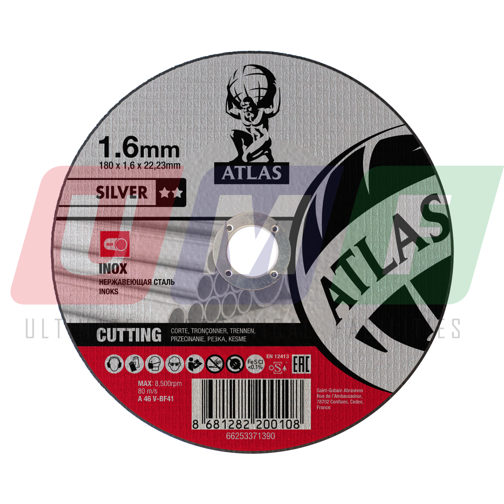 Atlas Paslanmaz Çelik - İnox Ultra İnce Kesici Taş 180x1,0x22,23