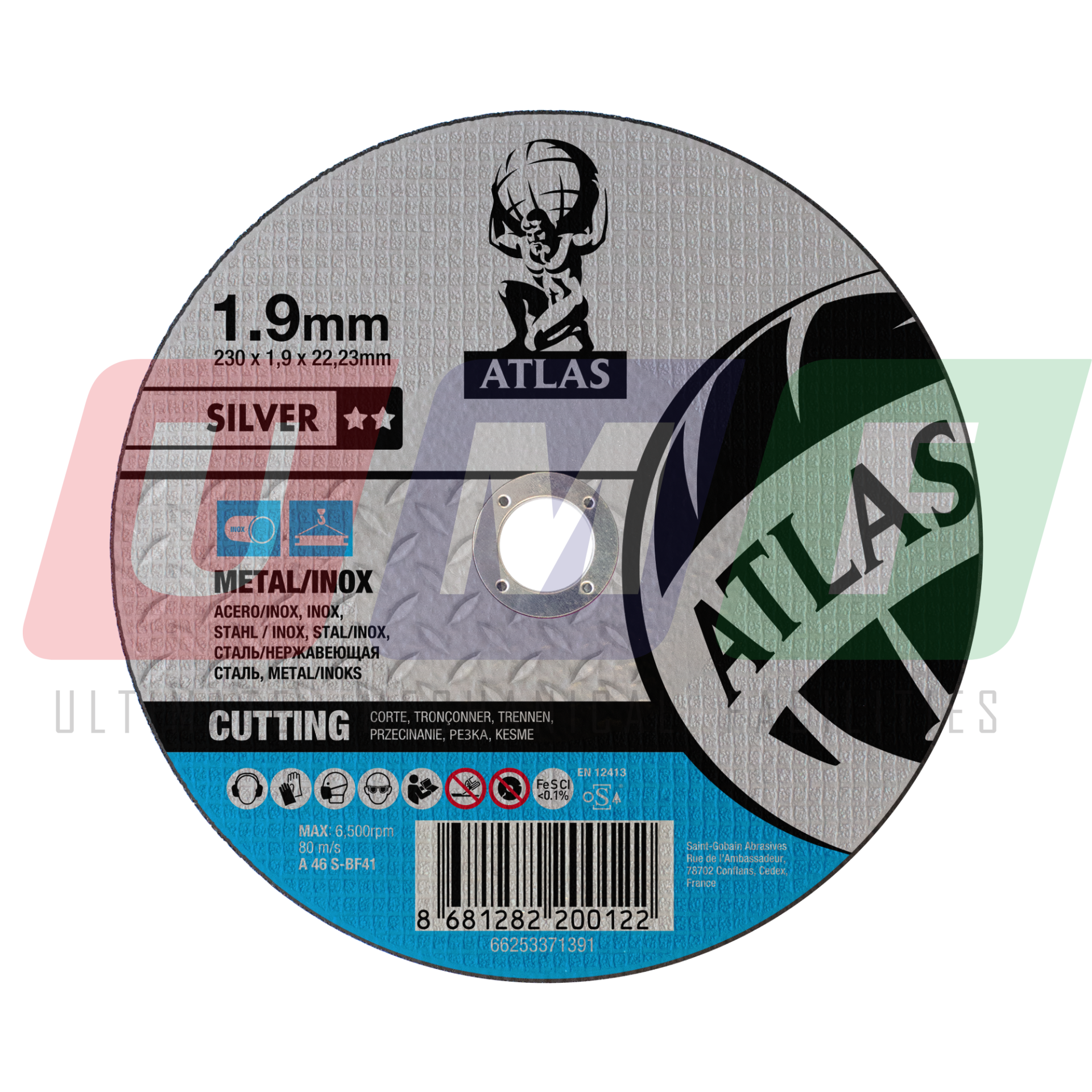 Atlas Paslanmaz Çelik - İnox Kesici Taş 230x1,9x22,23