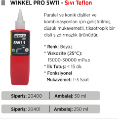 WINKEL PRO 5W11 PTFE Düşük Mukavemetli Dişli Sızdırmazlık 50 ML